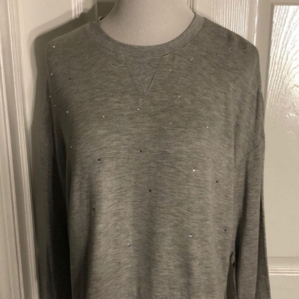 Z Supply Gray Rhinestone Pullover Medi…